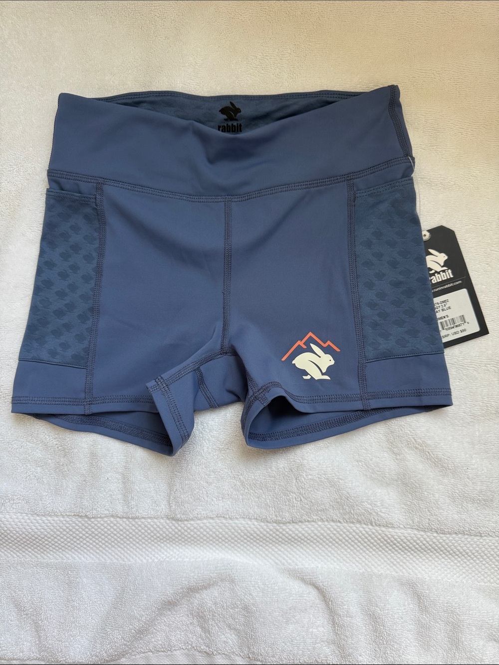 NWT Rabbit Leggy 2.5” Women's Gray Blue Performance Shorts